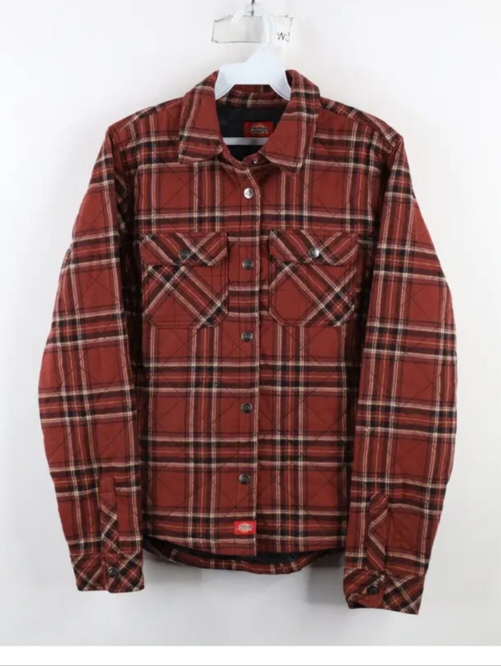 Dickies Y2k Style Quilted Plaid Oversized Flannel Shirt/Shacket Womens XL Rust